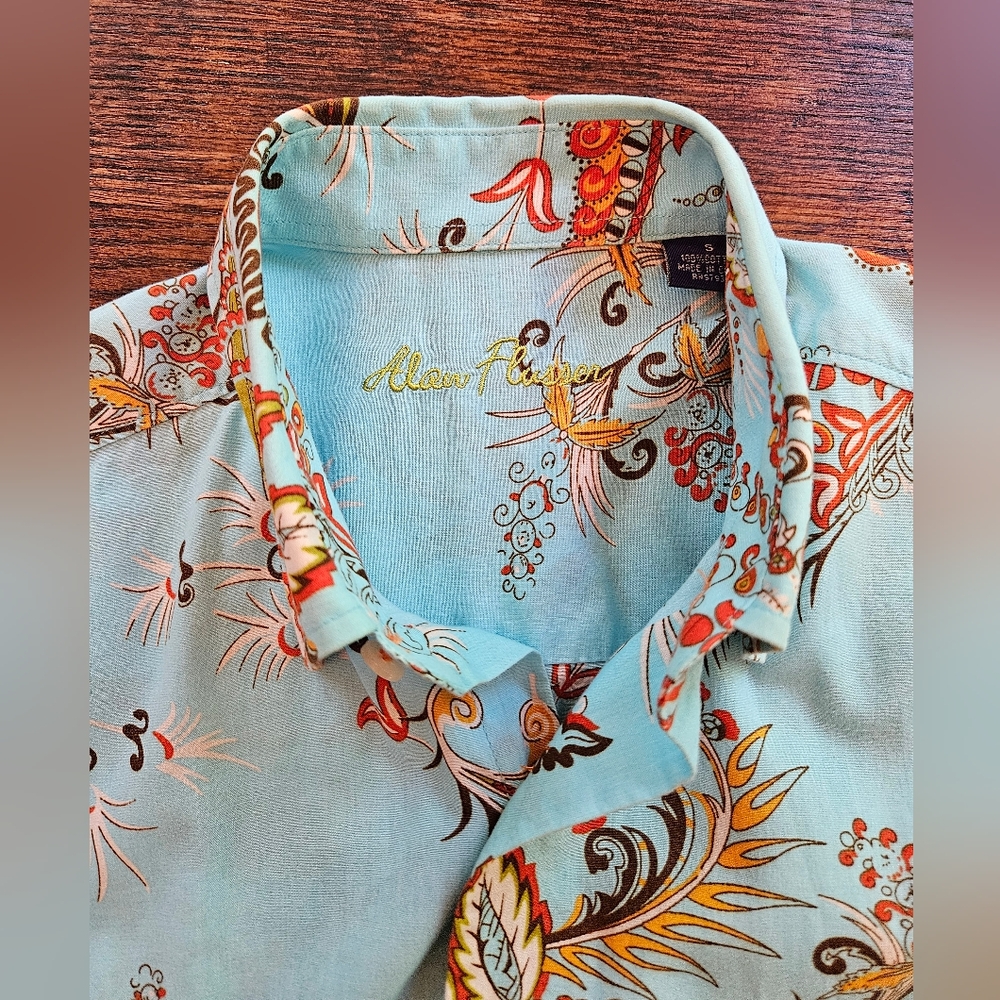 😍Alan Flusser Floral Blue Sz S